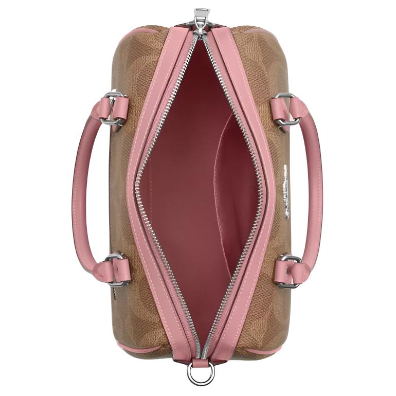 COACH RowanSATCHEL Signature Coated Canvas Crossbody Handbag Medium Women's Pink Brown CCD76-SVYGG