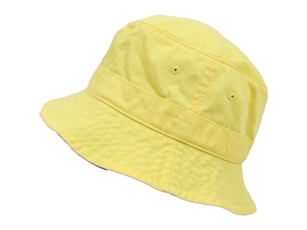 Polo Ralph Lauren and Pony Embroidered Cotton Twill Bucket Single Solid Sizes OASIS 01080282 Men's Women's Hat, Point, Color, S/M, YELLOW, [Used]