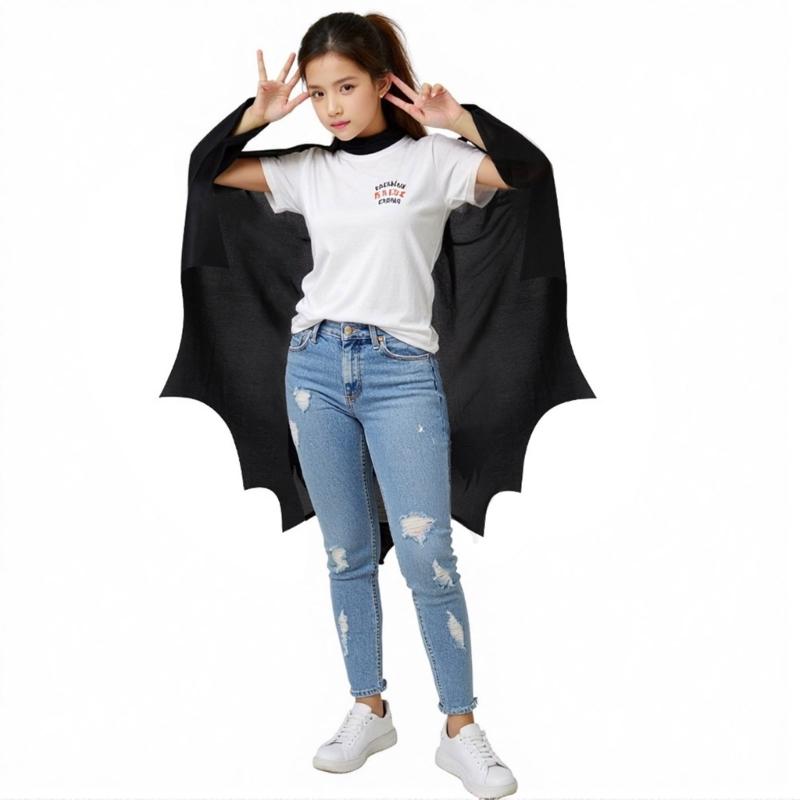 2Pcs Bat Wing Cloak Cape with Eye Mask Halloween Bat Costume Accessories Cosplay Vampires Costumes for Dressing Up Party