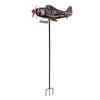 Metal Patriotic Helicopter Windmill Stake with Spinning Propeller Aircraft Windmill Sculpture Decorative for Patio Garden Decor