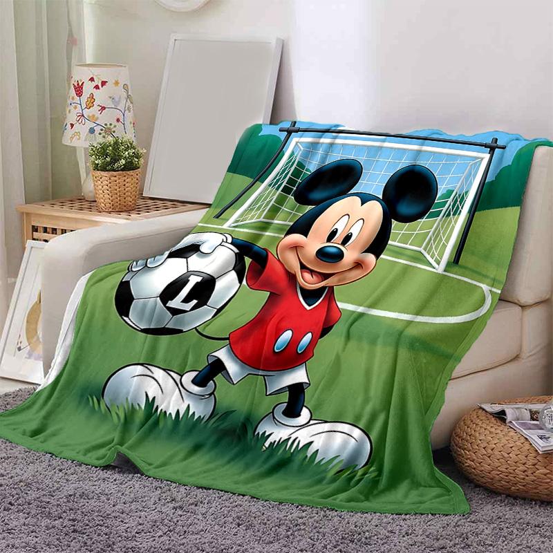 1pc Mickey Mouse Soccer Star Flannel Blanket Soft Warm Throw Blanket for Bedroom Living Room Bed Travel Camping Picnic Gift. MT71501161
