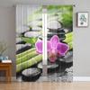 Orchid Dewdrop Zen Stone Arrow Bamboo Tulle Sheer Window Curtains for Living Room Kitchen Children Bedroom Voile Hanging Curtain