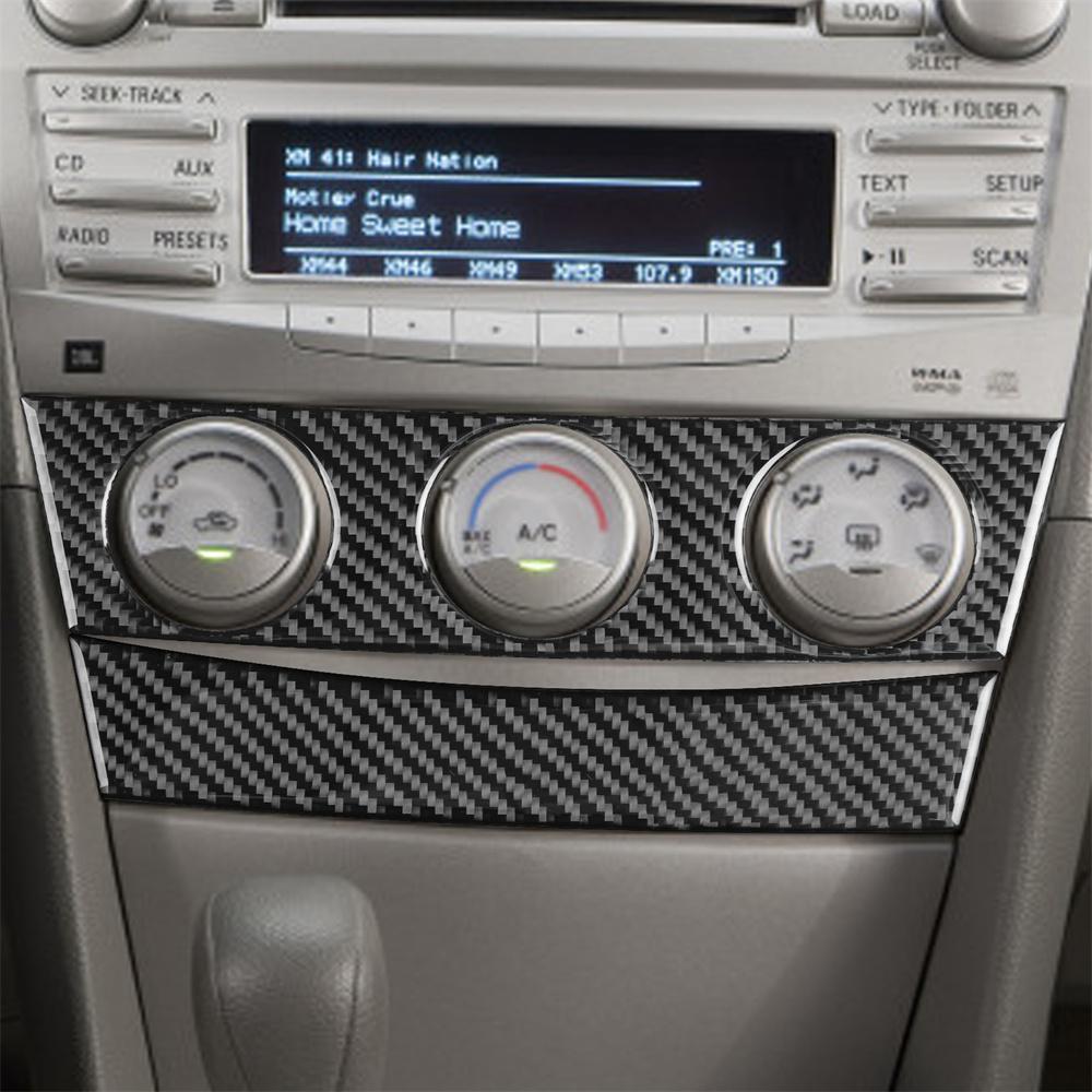 2x Black Carbon Fiber Dash Central Console Cover Trim For Toyota Camry 2007-2011