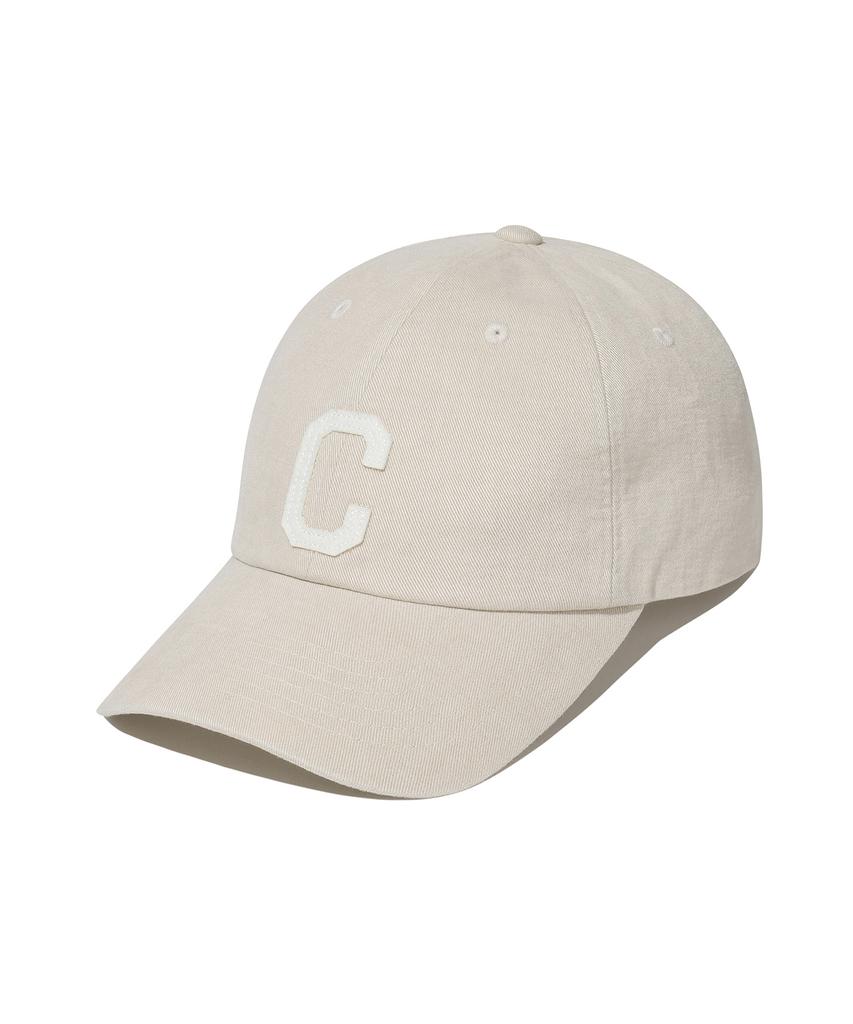 COVERNAT Бежевая washed кепка с логотипом C, удобная посадка