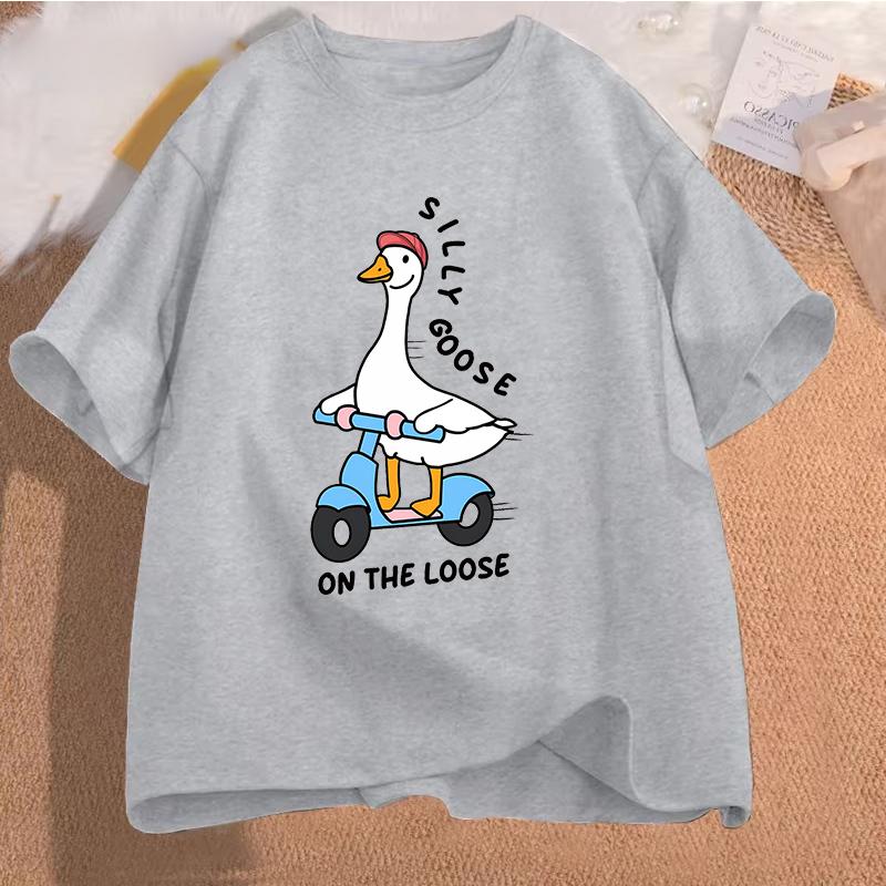 Silly Goose On The Loose T Shirts for Men Women Funny Cowgirl Western Tee Shirt 90s Fashion Graphic T-shirt Short Sleeve Clothes