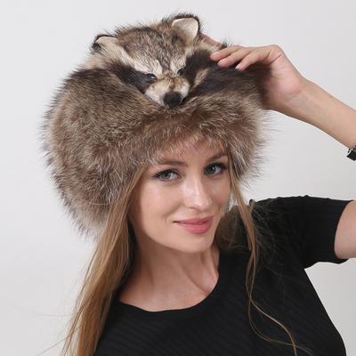 Модные женские зимние шапки Роскошная пушистая стильная теплая шапка из натурального модного меха Шапка с хвостом русского енота