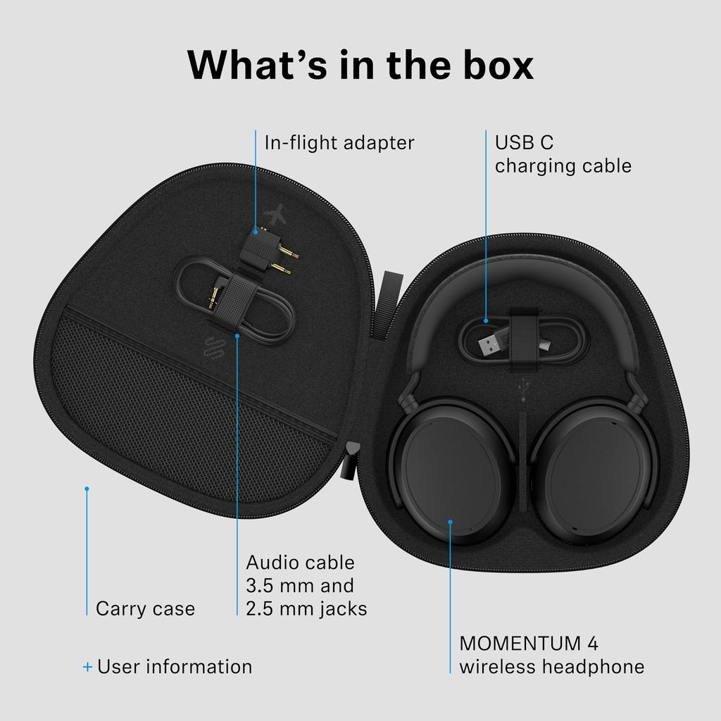 Sennheiser MOMENTUM 4 Беспроводные Беспроводные Наушники с Шумоподавлением Bluetooth-гарнитура для четкой адаптивной шумовой батареи специальная зарядка - звонки,