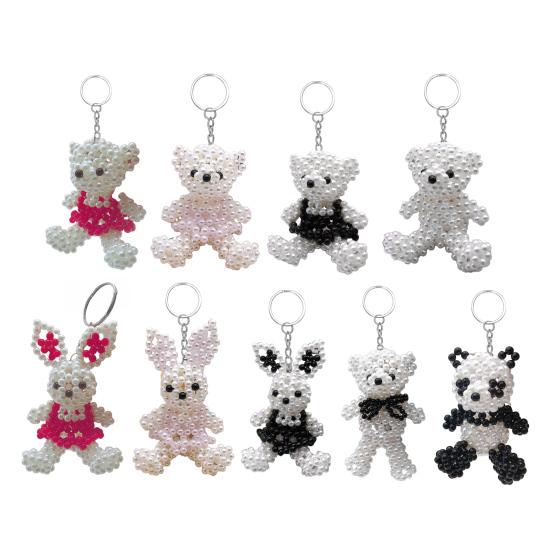 Брелок-подвеска в виде медведя и кролика из искусственного жемчуга, ручной работы, плетеный, легкий шарм, брелок для ключей, аксессуар для рюкзака/сумки