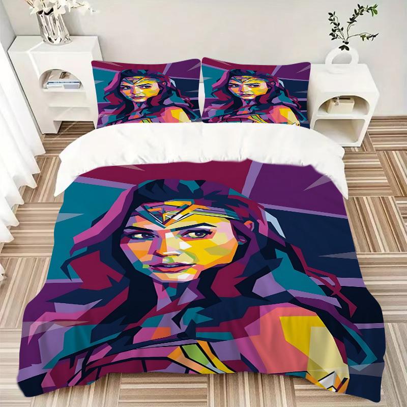 3pcs Wonder Woman Cover Set,Soft Comfortable Duvet Cover,Guest Room (1*Duvet Cover + 2*Pillowcases, Without Core) yy251024117