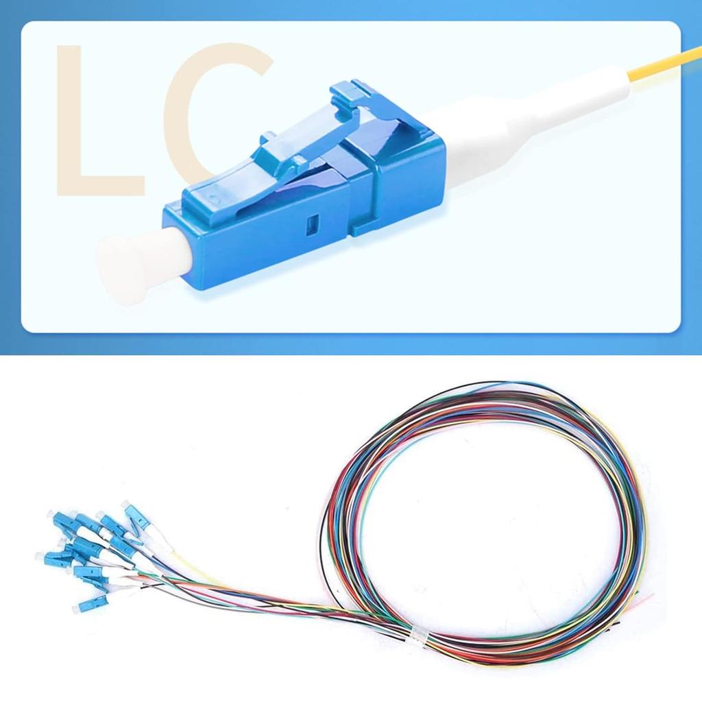 12 Strand Fiber Optic Pigtail LC/UPC Single Mode Low Insertion Loss with Ceramic Ferrule 1.5m for Optical Fiber LAN, Optical Fiber Communication