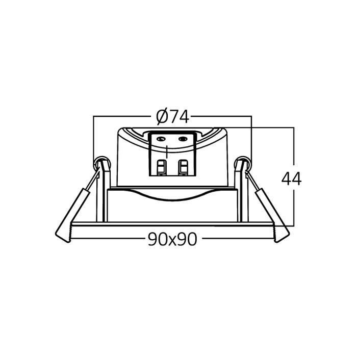 Spot LED encastrable 3en1 carré noir 7W IP20