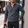 Men S Fleece Half Zip Solid Color Stand Collar Sweatshirt