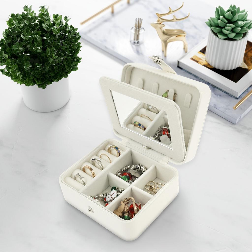 Портативная коробка для хранения ювелирных изделий Мини дорожная шкатулка для ювелирных изделий Квадратный футляр для хранения ювелирных изделий Органайзер для серег, ожерелий, колец Дисплей