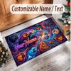 Music Guitar Theme Soft Crystal Velvet Rug Custom Name & Text Print Non Slip Floor Rug for Bedroom Living Room