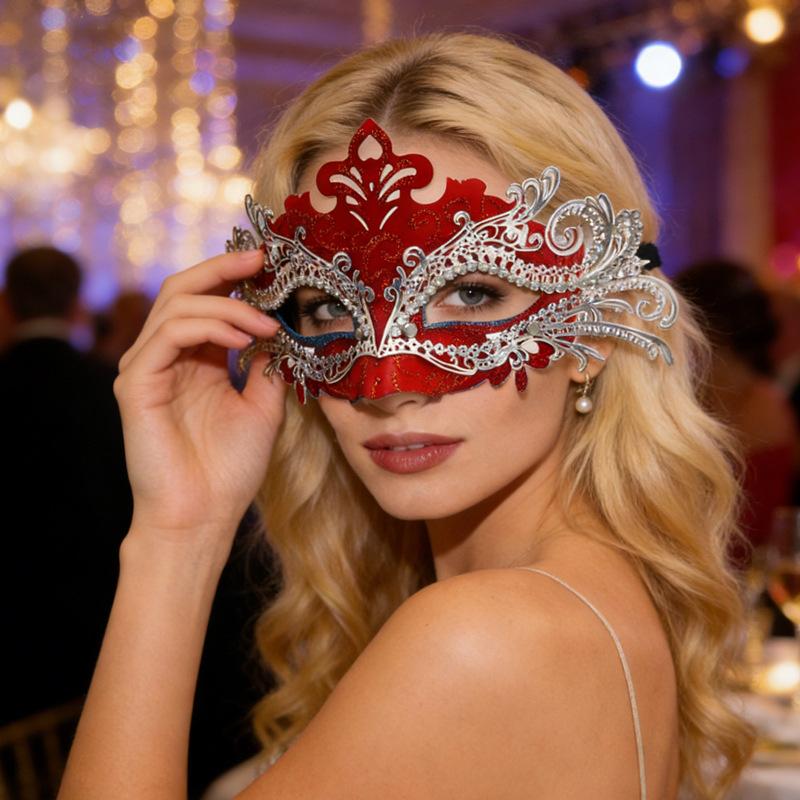 Diamond-encrusted half-face mask, Halloween costume prop for masquerade balls TK High-end Halloween mask for the face