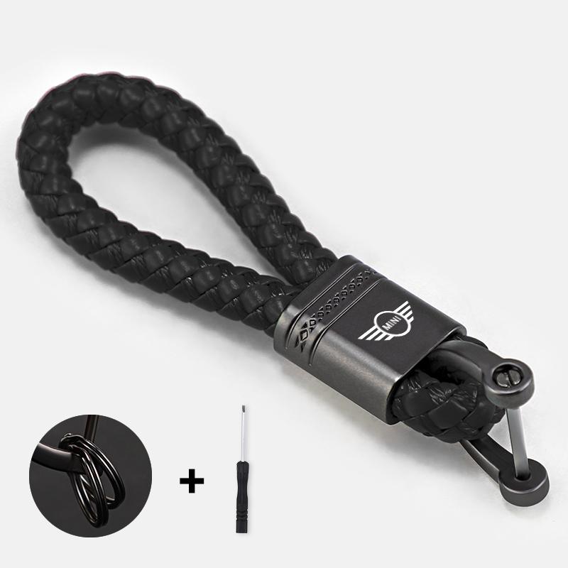 Car Styling Keychain Leather Woven Rope Metal Key Ring For BMW Mini Works Cooper F54 F55 F56 F57 F60 R50 R52 R53 R55 R56 R57 R58 akvnt44