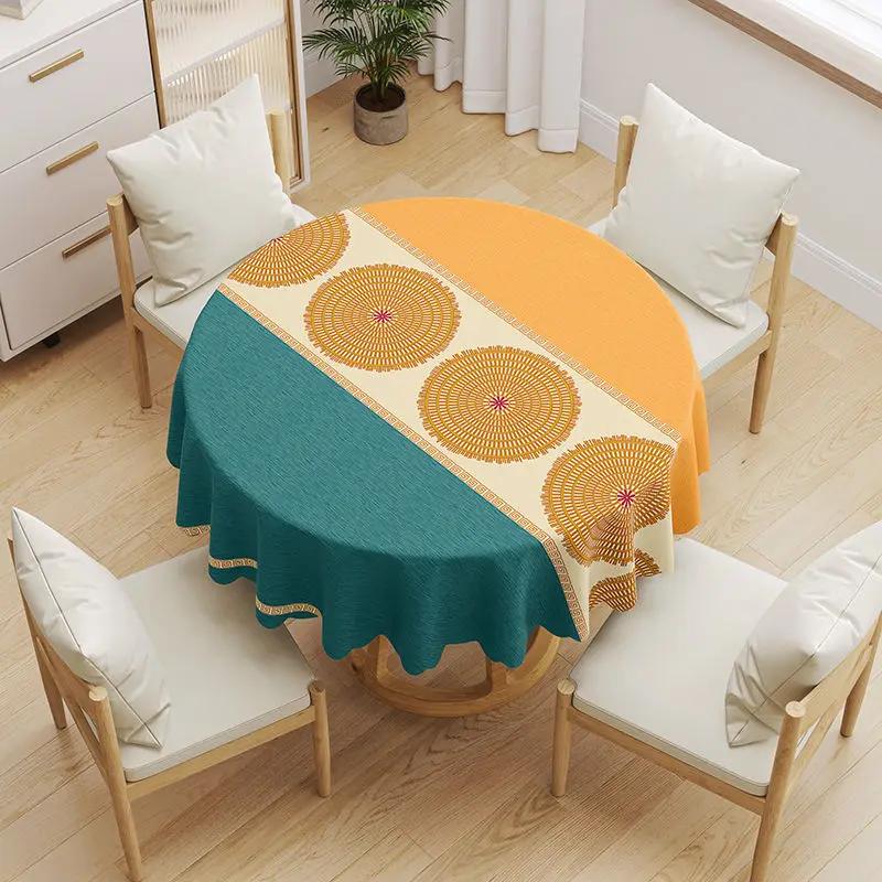 Круглая кофейная скатерть, водонепроницаемая, маслостойкая, моющаяся, ПВХ, стираемая, устойчивая к ожогам, минималистичный коврик для домашнего хозяйства