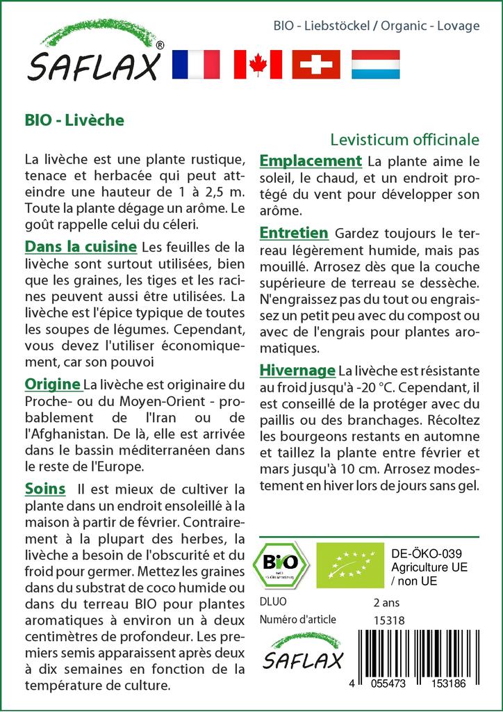 SAFLAX Garden in the Bag - Органический - Любисток - 100 семян - С субстратом в удобном стоячем пакете - Levisticum officinale