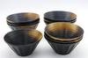 Mino Ware Japanese Cafe Series Chrysanthemum Pattern [Flat Bowl] Black Blown 10-Piece Set (Size: H8 X W16.5 X D16.5cm)