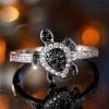Роскошное женское кольцо-перстень с черным цирконом в виде черепахи Винтажное Серебристого цвета Свадебное кольцо Обручальное Для женщин