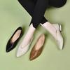 Foreign Trade Shallow Single Shoes Spring 2025 New Thick Heel Soft Sole Leather Shoes Women's Shoes Pointed Thick Heel Grandma Shoes