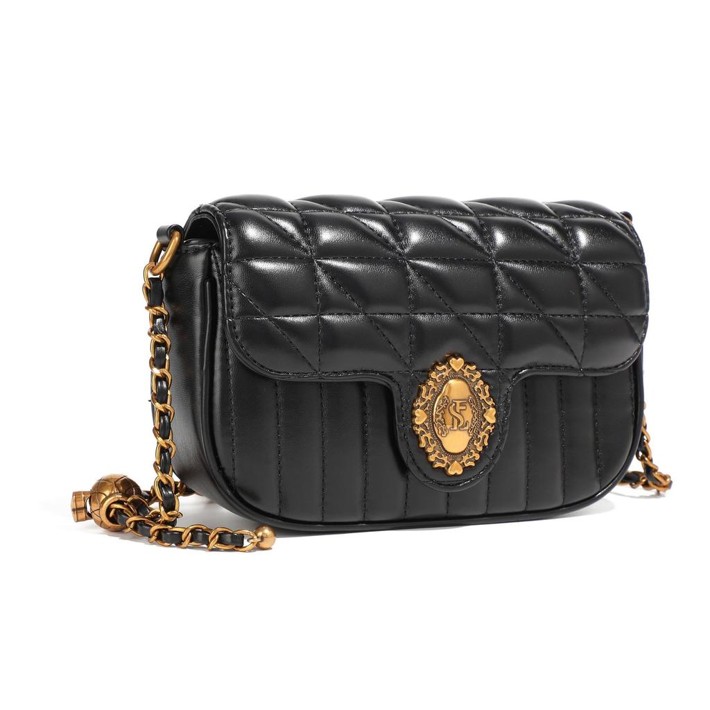 2024 New High-End Summer Versatile Crossbody Small Square Bag, Vintage Single-Shoulder Crossbody Quilted Chain Small Square Bag