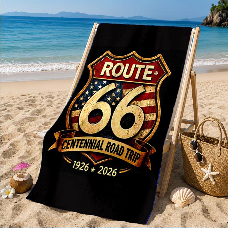 Route 66 Beach Towel, Quick-drying, Easy to Care for, Suitable for Both Fitness and Beach Vacations,Sports Essential
