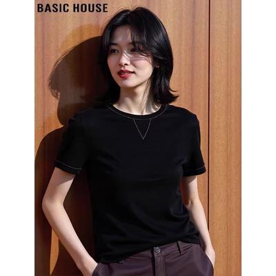 Базовая женская футболка Basic House с коротким рукавом из смеси лиоцелла и шелка