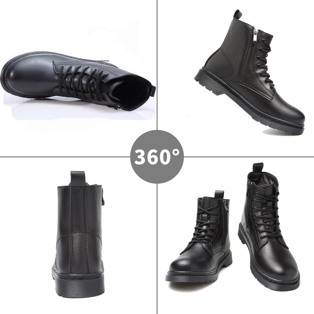 Boots Motorcycle Boots Side Zip High Cut Short Boots Thick Sole Boots Waterproof Work Boots Engineer Boots Riding Shoes Lace Up Boots Black Ankle