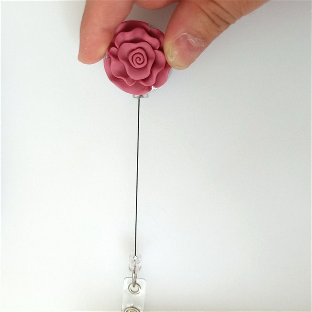 Name Tag Retractable Badge Holder 3D Flora Easy Pull Buckle Nurse Badge Reel Hospital Use