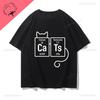 Chemical Eleunisext Periodic Table Cat Science Engineering Funny Unisex Unisex Pure Cotton Printed TShirt Couple Short Sleeve Clothes
