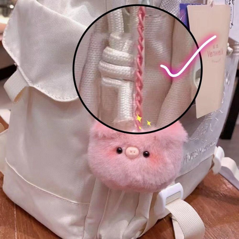 Animal Keychain Small Pig Head Plush Pendant Small Pig Head Plush Pig Keychain Female Lady Girl