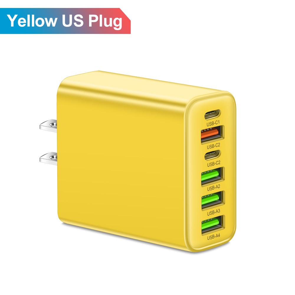 3.1A Multi-Port Charger: 2 Type-C PD + 4 USB for Mobile Phones - Travel-Friendly Charging Hub