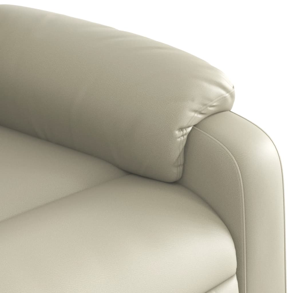 Electric Recliner Chair Cream Synthetic Leather