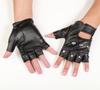 Мужские перчатки без пальцев из натуральной кожи с заклепками для уличных танцев в стиле панк