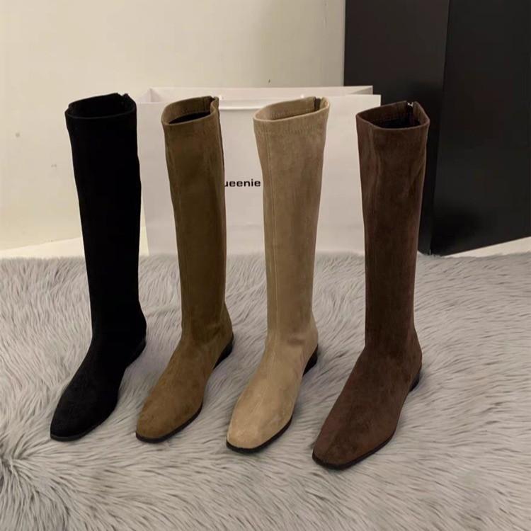 Fashion thick heel suede thin boots women's new autumn and winter boots design sense versatile knight boots