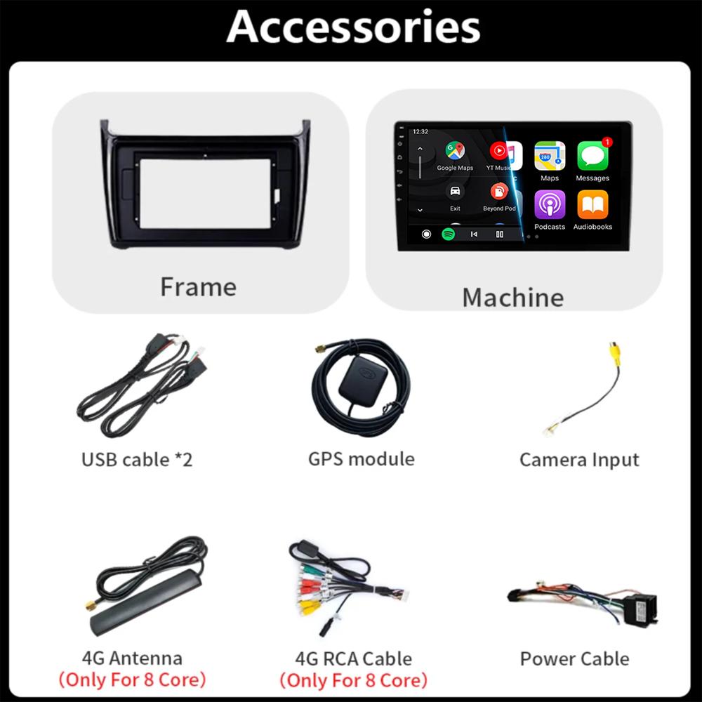 Автомобильное радио Android 14 Carplay 4G+Wifi для Volkswagen VW polo 5 sedan 2008-2020 Мультимедийный плеер Стерео GPS 2 Din DVD Головное устройство