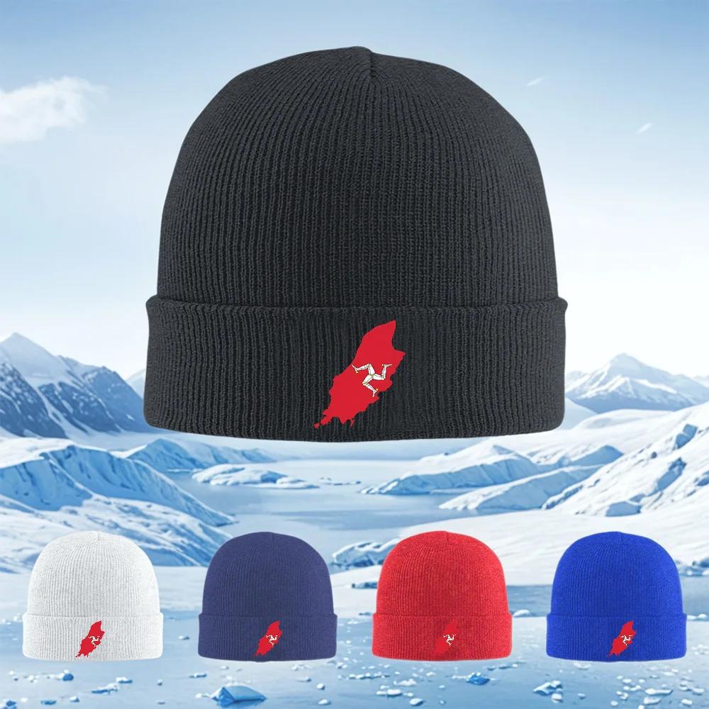 Red island with three running legs Unisex Women Unisex Knitted Hat Beanie Pullover Cap Winter Thermal Warm Christmas Outdoor Cyclin