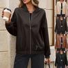 Women's PU Leather Long Sleeve Jacket Coat Spring Autumn Ladies Biker Zip Up Jacket Retro Punk Casual Short Outerwear