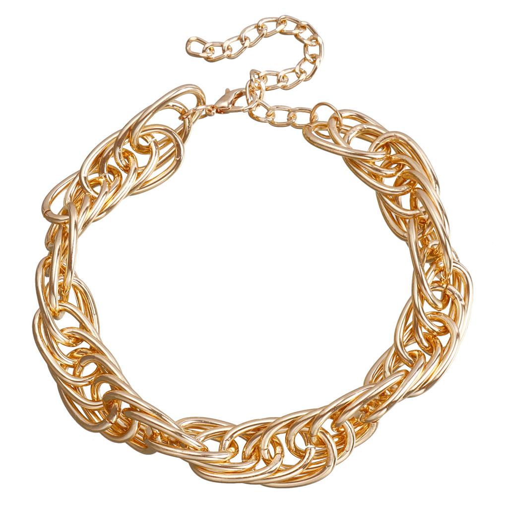 Аксессуары, Street Tide Exaggerated Twist Толстая металлическая цепь Ожерелье, Простое и холодное ожерелье Темперамент Женщины
