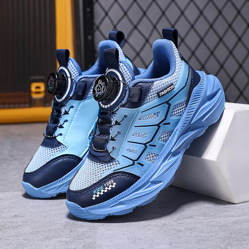 Легкие кроссовки для мальчиков, кроссовки для бега, дышащие, кроссовки с одной сеткой, вращающиеся кнопки, противоскользящие, увеличивающие рост, мягкая подошва