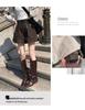 Autumn 2024 Women's High-Waist PU Leather Wide-Leg Shorts - Casual A-Line Style