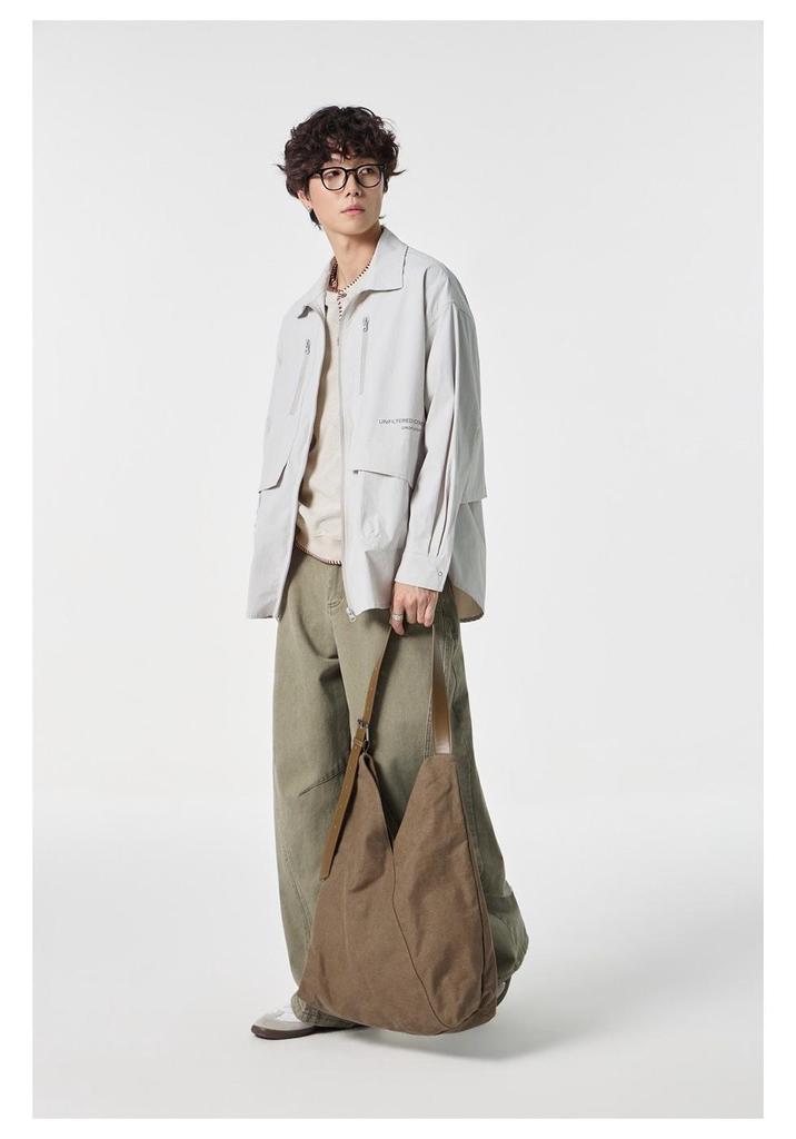 SANHOMME Men's Versatile Zipper Lapel Jacket - Functional Style for Spring and Autumn