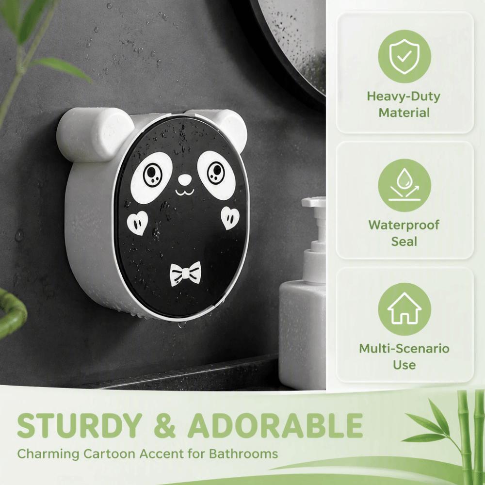 Black White Soap Storage Box Wall Mounted Cartoon Soap Holder Soap Dish Home Shower Bathroom