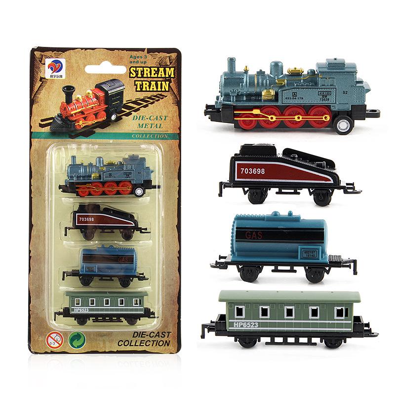 Retro Alloy Pull-Back Toy Train: Freely Assembled English Version for Children
