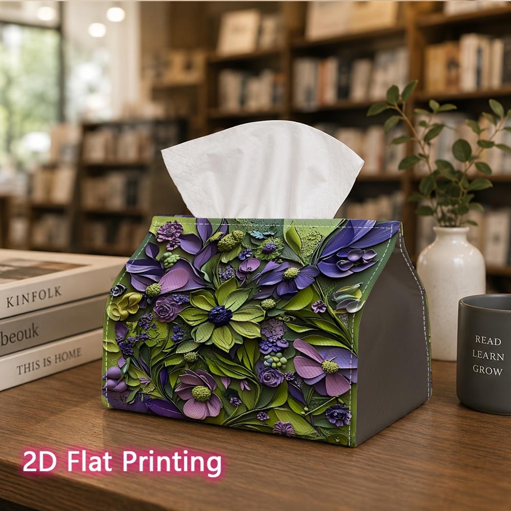 1pc, 2d Flat Printing, Tissue Box Colorful Floral Wall Pattern Printed Tissue Box, Suitable for Bathrooms, Living Rooms, Bedrooms, Dressing Tables, Co