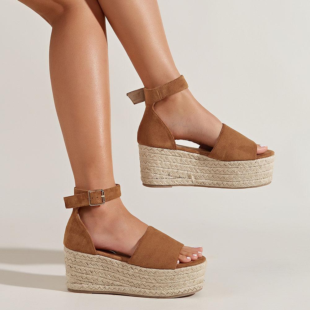 Новые эспадрильи на платформе с танкеткой, летние модные удобные офисные женские пляжные туфли