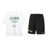 Retro Comfortable Versatile Short Sleeve T-Shirt Logo Quick-Dry Five-Point Shorts Casual Sports Set Unisex Sets AHSU803-1+YKSV113-1