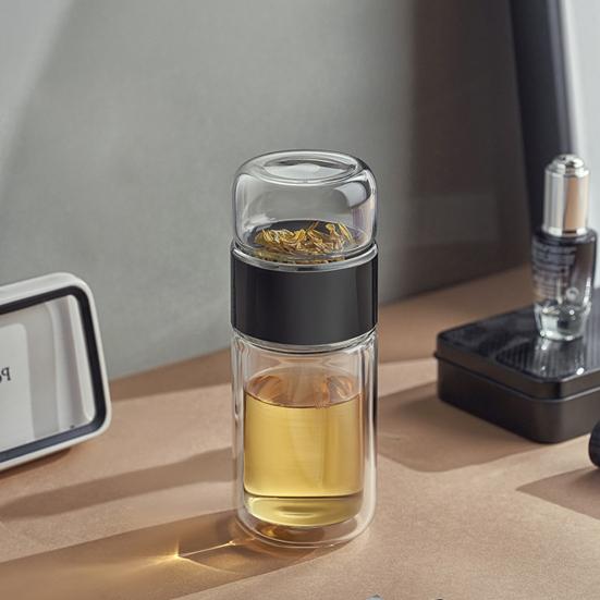 Стеклянный чайник для заваривания чая с двойной изоляцией, герметичная переносная дорожная чашка для чая с фильтром, разделение воды для чая, подарок любителям чая