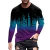 Men's Spring Ink Print Long Sleeve T-Shirt Men's Loose Casual Fashion Long Sleeve T-Shirt